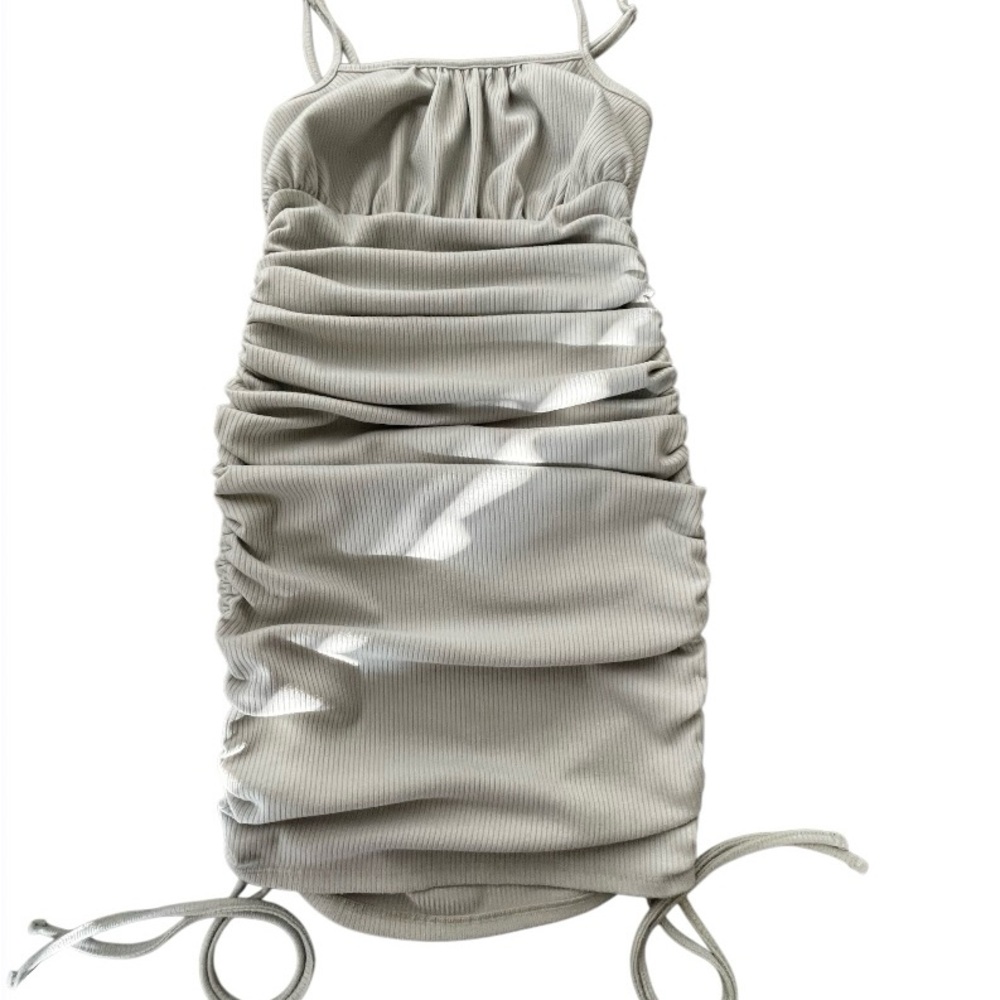 Ruched light Sage Sleeveless Dress